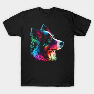 Border Collie Watercolor Painting Portrait Art T-Shirt